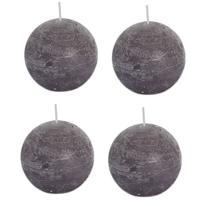 Bolkaars - 4x - taupe - 8 cm - rustiek - 24 branduren - kaarsen