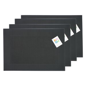 Placemats Hampton - 8x - zwart - PVC - 30 x 45 cm