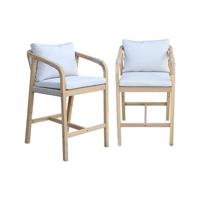 sweeek - Tuinmeubelset van acaciahout en touw (set van 2)