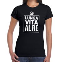 Zwart Lunga vita al Re Italiaans t-shirt dames