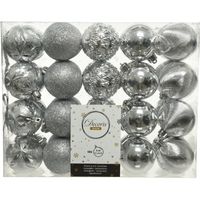 40x Zilveren kerstballen 6 cm kunststof mix - thumbnail