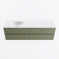 MONDIAZ VICA 160cm badmeubel onderkast Army 4 lades. Wastafel MOON links zonder kraangat, kleur Talc.