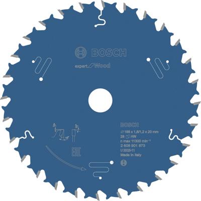 Bosch Accessoires Cirkelzaagblad Expert for Wood 168x20x1.8/1,2 mm, T28 - 2608901873