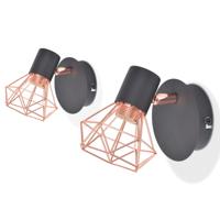 VidaXL Wandlamp e14 zwart en koper 2 st