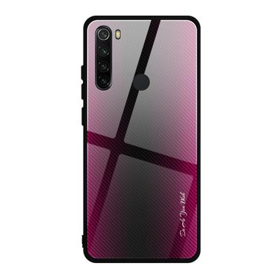 Voor Xiaomi Redmi Note 8 koolstofvezel textuur gradiënt kleur glas geval (magenta)