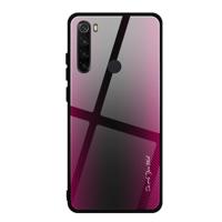 Voor Xiaomi Redmi Note 8 koolstofvezel textuur gradiënt kleur glas geval (magenta)