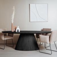 Tower Living Ovale Eettafel 'Premana' Mangohout, 240 x 120cm, kleur Zwart