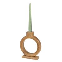 Home & Styling Kaarshouder - mangohout - 16 x 21 cm - kandelaar - bruin