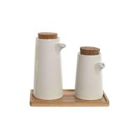 Olie en azijnset Home ESPRIT Wit Bamboe Keramiek 20,6 x 12 x 18 cm