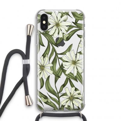 Wit bloemenpatroon: iPhone XS Transparant Hoesje met koord