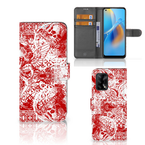 Telefoonhoesje met Naam OPPO A74 4G Angel Skull Rood