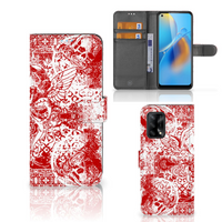 Telefoonhoesje met Naam OPPO A74 4G Angel Skull Rood - thumbnail