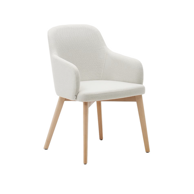Kave Home Nelida eetkamerstoel chenille Beige poot naturel