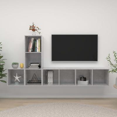 3-delige Tv-meubelset spaanplaat betongrijs