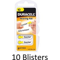 60 Stuks (10 Blisters a 6 st) Duracell Hearing Aid DA10 1.4V niet-oplaadbare batterij - thumbnail