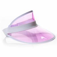 Verkleed zonneklep - transparant/roze - Jaren 80 - 80s verkleedaccessoires