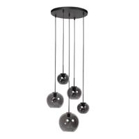 Steinhauer 5-lichts hanglampHaloSwap rond zwart en smoke glas - 4281ZW