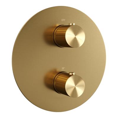 BRAUER Stripe 3-weg Inbouwthermostaat - rond - in- en afbouwdelen - goud geborsteld PVD 5-GG-354