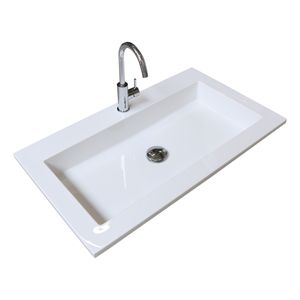 Badmeubelset BWS Salt 80x39cm Greeploos 2 Lades Met Wastafel Acryl 1 Kraangat Ice White