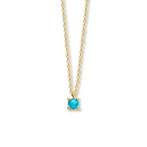 Ketting Geboortesteen Maart Aquamarijn blauw geelgoud 40 - 42 - 44 cm