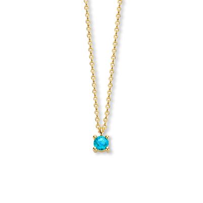 Ketting Geboortesteen Maart Aquamarijn blauw geelgoud 40 - 42 - 44 cm