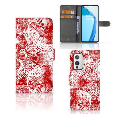 Telefoonhoesje met Naam OnePlus 9 Angel Skull Rood