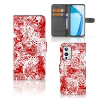 Telefoonhoesje met Naam OnePlus 9 Angel Skull Rood