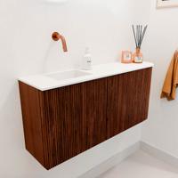 Toiletmeubel Mondiaz Joya | 91.6 cm | Meubelkleur Ruby | Faye wastafel Talc Links | Zonder kraangat(en)