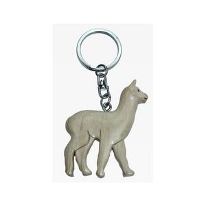 Houten witte lama sleutelhangers 5.5 cm