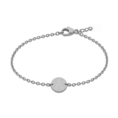 Gepersonaliseerde initialen muntjes armband - Stainless steel - Zilver - 1 initiaal