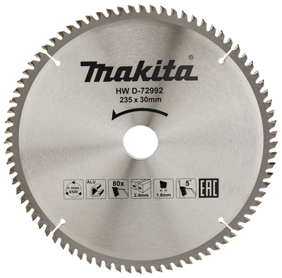 Makita Accessoires Cirkelzaagblad Aluminium | Standaard | 235x30x2,4 80T 5g - D-72992 - D-72992