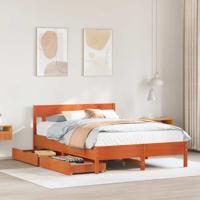 Bedframe zonder matras massief grenenhout wasbruin 120x190 cm