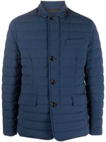 Moorer quilted-finish buttoned-up jacket - Bleu - thumbnail