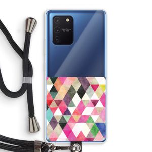 Gekleurde driehoekjes: Samsung Galaxy Note 10 Lite Transparant Hoesje met koord