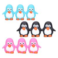 Rubber badeendjes/pinguins - 9x stuks - badkamer fun artikelen - size 6 cm - kunststof - thumbnail