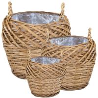 Mand Crosswired Belly naturel 54 cm set van 3 | 2 stuks