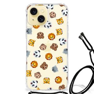 Doorzichtige Silicone Hoesje voor Apple iPhone 15 Dieren Emojis