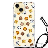 Doorzichtige Silicone Hoesje voor Apple iPhone 15 Dieren Emojis - thumbnail