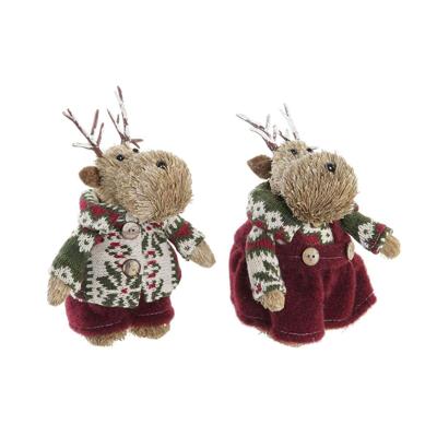 Kerstversiering DKD Home Decor Polyester Rendier (9 x 12 x 15 cm) (2 Stuks)