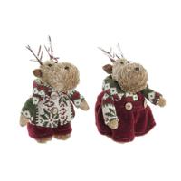 Kerstversiering DKD Home Decor Polyester Rendier (9 x 12 x 15 cm) (2 Stuks)
