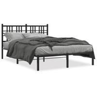 Bedframe met hoofdbord metaal zwart 140x190 cm