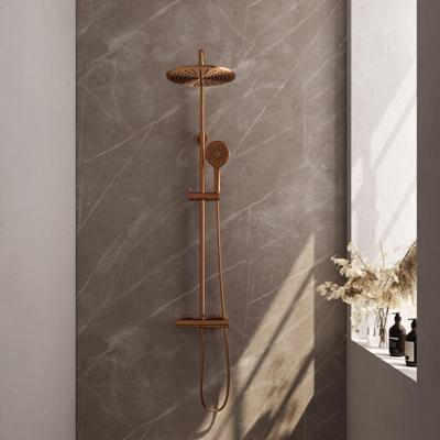 Brauer Copper Edition Regendoucheset opbouw - hoofddouche 30cm - glijstang - handdouche rond 3 standen - gladde knoppen - PVD - geborsteld koper 5-GK-242