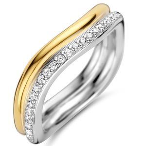 TI SENTO-Milano 12262ZY Ring zilver-zirconia goudkleurig-wit 3 mm