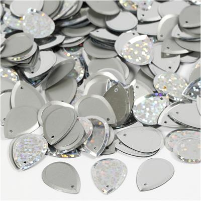 Creativ Company Pailletten, druppel, afm 14x19 mm, zilver, 50 gr/ 1 doos