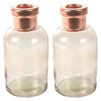 Bloemenvaas Firm Bottle - 2x - transparant beige/koper - glas - D10 x H21 cm