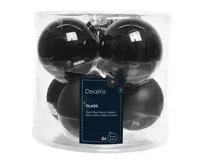 Decoris kerstbalmix glas d8cm 6st zwart