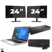 HP EliteBook x360 1040 G8 - Intel Core i7-11e Generatie - 14 inch - Touch - 16GB RAM - 256GB SSD - Windows 11 + 2x 24 inch Monitor