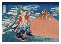 Katsushika Hokusai x Hatsune Miku Acrylic Panel Thirty-six Views of Mount Fuji Fine Wind, Clear Morning 30 cm