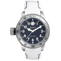 Horlogeband Nautica A10015 Leder Wit 22mm