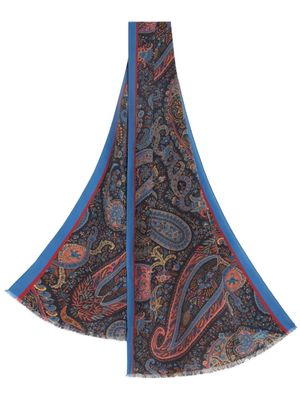 ETRO foulard en soie à imprimé cachemire - Bleu